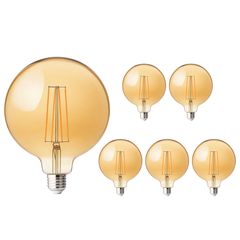 Набор 6 шт. LED ламп Edisons G125 long gold Е27 4W 2200K Premium, Количество: набор 6 шт. - Edisons
