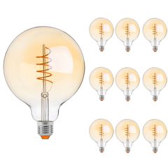 Набор 10 шт. LED ламп Edisons G125 Gold Spiral Е27 4W 2200K диммируемых Premium, Количество: набор 10 шт. - Edisons