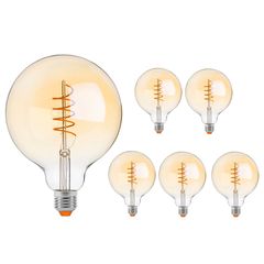 Набор 6 шт. LED ламп Edisons G125 Gold Spiral Е27 4W 2200K диммируемых Premium, Количество: набор 6 шт. - Edisons