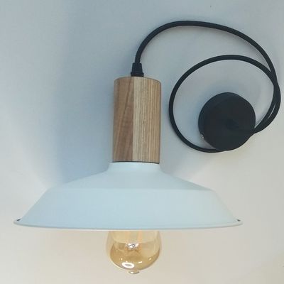 Світильник у скандинавському стилі ST№32 з дерев'яною накладкою та абажуром з металу, Вид абажуру: 32