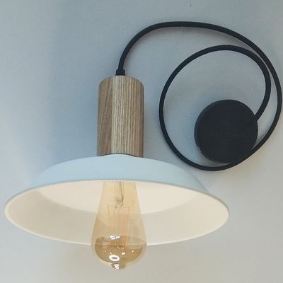 Світильник у скандинавському стилі ST№32 з дерев'яною накладкою та абажуром з металу, Вид абажуру: 32, зображення 2