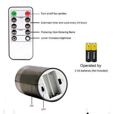 Набір з 3 LED свічок Dancing Flame 75х100/125/150мм з імітацією полум'я й пультом ДУ в графітовому склі Premium, зображення 2