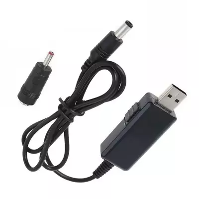 Кабель перетворювач USB-DC для роутера 9V/12V до 0,7А з перемикачем, живлення від PowerBank, DC 5.5×2.1 з перехідником
