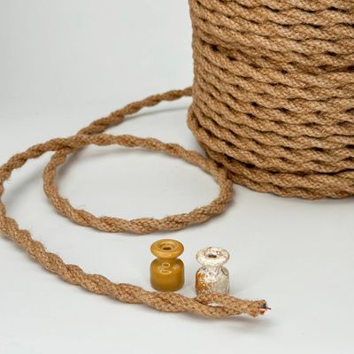 Провід кручений 2-жильний Джутовий 2x0,5 мм (ДСТУ) Україна Premium, Переріз: 2х0.5мм, Колір проводу: бежевий (джутовий), зображення 3