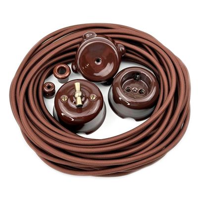 Ретро розподільна коробка керамічна SOFTY Choco з рамкою, Колір основи: шоколадний, зображення 5