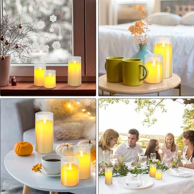 Набір з 3 LED свічок Dancing Flame 75х100/125/150мм з імітацією полум'я й пультом ДУ в прозорму склі Premium, зображення 11