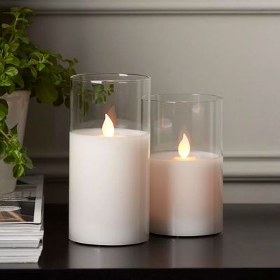 Набір з 3 LED свічок Dancing Flame 75х100/125/150мм з імітацією полум'я й пультом ДУ в прозорму склі Premium, зображення 14