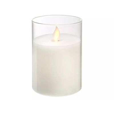 Набір з 3 LED свічок Dancing Flame 75х100/125/150мм з імітацією полум'я й пультом ДУ в прозорму склі Premium, зображення 2