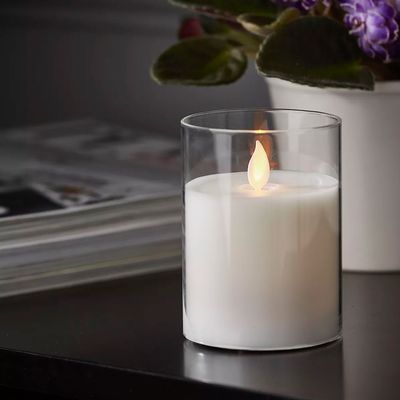 Набір з 3 LED свічок Dancing Flame 75х100/125/150мм з імітацією полум'я й пультом ДУ в прозорму склі Premium, зображення 15