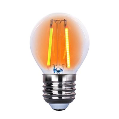 LED лампа Edisons G45 E27 2W помаранчева прозора пластикова колба, Колір світла: помаранчевий