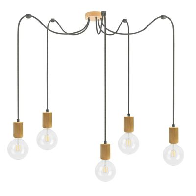 Люстра павук в скандинавському стилі на 5 ламп з дерев'яним патроном чорна, Вид люстры Паук: 8