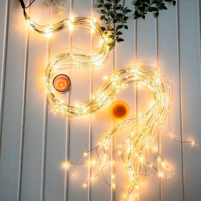 Гірлянда новорічна Кінський Хвіст 1200LED 30 ниток по 2м колір Теплий Білий, режим: блимає кожен 6 LED від 220В срібний провід Premium, зображення 18
