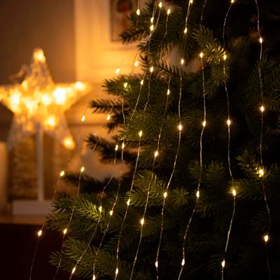 Гірлянда новорічна Кінський Хвіст 1200LED 30 ниток по 2м колір Теплий Білий, режим: блимає кожен 6 LED від 220В срібний провід Premium, зображення 20