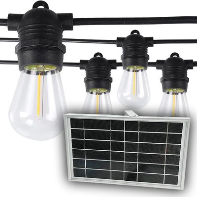 Вулична ретро на сонячних панелях гірлянда Solar-String Light Е27 IP65 вологозахищена 5м 5 ламп (+2 запасні)