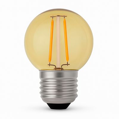 LED лампа Edisons G45 E27 2W 2200K Light Bronze пластикова колба, Кількість: 1 шт., Колір ковби: бронзове напилення