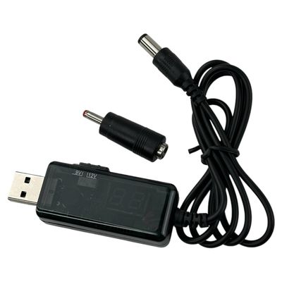 Кабель перетворювач USB-DC для роутера 9V/12V до 0,7А з перемикачем, живлення від PowerBank, DC 5.5×2.1 з перехідником, зображення 4