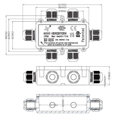 Коробка розподільна герметична M686-6(B) (6хM20) (4-8мм) IP68, зображення 4