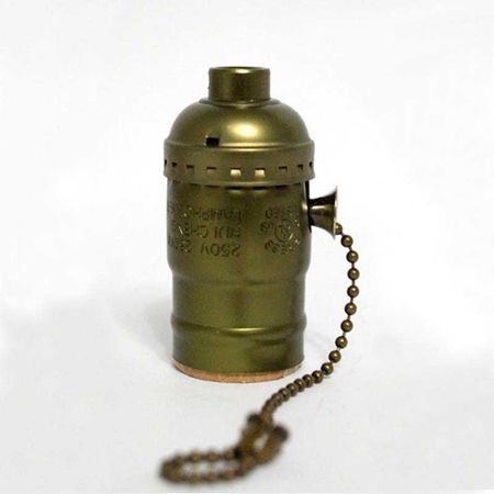Алюминиевый ретро-патрон Е27 Бронза для ламп Эдисона (эконом серия) с выключателем цепочка, Цвет: бронза, изображение 3 - Edisons