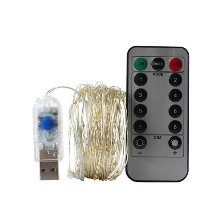 LED гірлянда новорічна 100LED 10м кольорова RGB 8 режимів з димуванням від USB з пультом ДУ, зображення 3