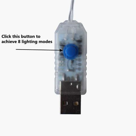 LED гірлянда новорічна 100LED 10м кольорова RGB 8 режимів з димуванням від USB з пультом ДУ, зображення 4