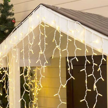 Гирлянда внешняя Starfall бахрома белый провод 75LED 2х0,7м 18flash IP65 цвет холодный белый с мерцанием (без кабеля питания) Premium, изображение 4 - Edisons