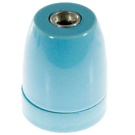 Патрон керамический Е27 голубой с втулкой фиксатором провода, Цвет: голубой, изображение 4 - Edisons