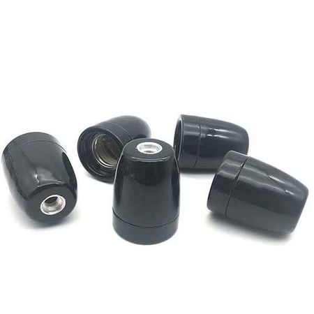 Патрон керамический Е27 черный с втулкой фиксатором провода, Цвет: черный, изображение 6 - Edisons