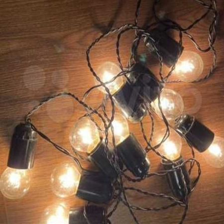 Ретро гирлянда 5 метров 11 патронов Е27 с влагозащитой IP33 Twisted ПВХ (Без ламп) Эконом, изображение 21 - Edisons