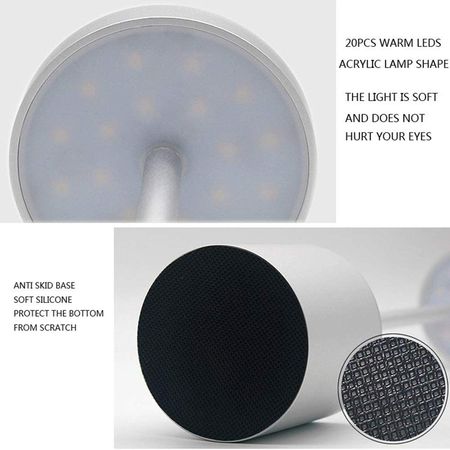 Настільна акумуляторна LED лампа Professional 5200 mAh 3W 2700K IP54 USB біла Premium, Color: White, зображення 12