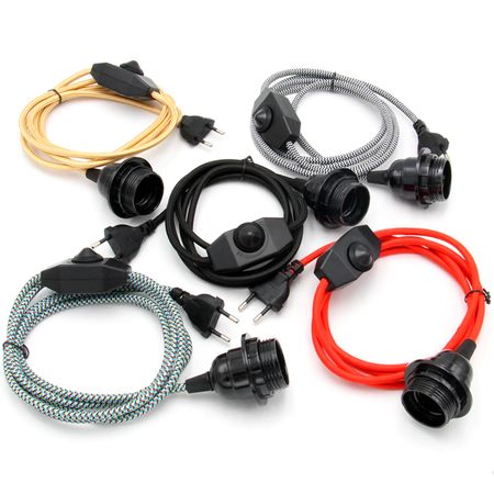 Подвесной светильник с карболитовым патроном Е27 и димером-выключателем красный/белый, Цвет: белый/черный, изображение 2 - Edisons