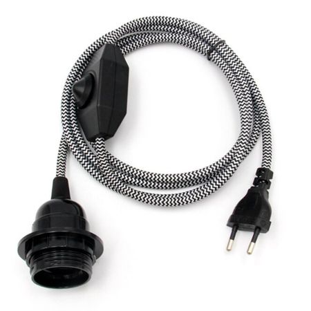 Подвесной светильник с карболитовым патроном Е27 и димером-выключателем красный/белый, Цвет: белый/черный - Edisons