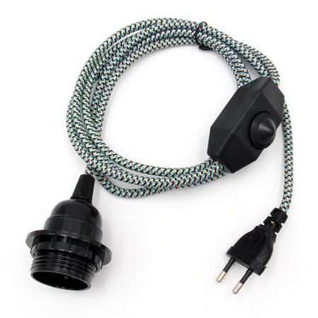 Подвесной светильник с карболитовым патроном Е27 и димером-выключателем красный/белый, Цвет: белый/черный, изображение 3 - Edisons