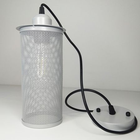 Стальной абажур сетка цилиндр серый перламутр, изображение 2 - Edisons