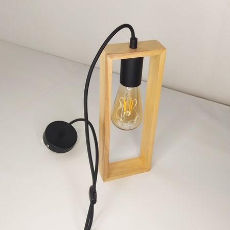 Светильник в скандинавском стиле Vesta-1 под лампу E27 черный, Цвет плафона: дерево, Количество источников света: 1, Вид: подвесной, изображение 5 - Edisons