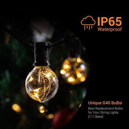 Гірлянда з лампочок LED роса G40 9 метрів 30 (+1) ламп + 3м шнур, зображення 13