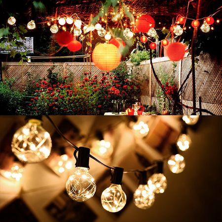 LED гирлянда G40 с лампочками со светодиодными нитями 9 метров 30 (+1) ламп + 3м шнур, изображение 10 - Edisons