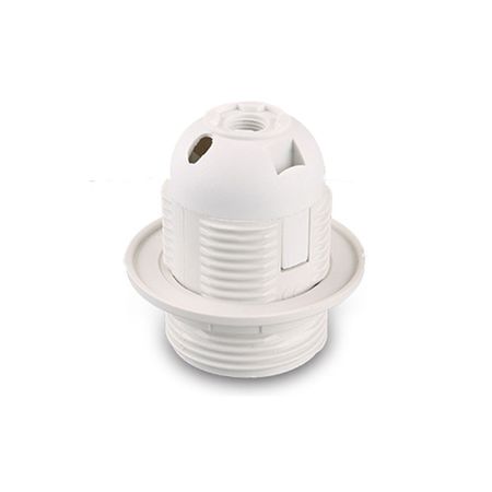 Патрон пластиковый Е27 белый с шайбой, Цвет: белый - Edisons