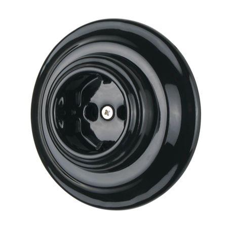 Ретро розетка Keruida черная скрытого монтажа с рамкой с заземлением, Форма рамки: круглая, Цвет основы: черный, изображение 3 - Edisons