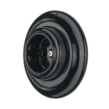 Ретро розетка Keruida черная скрытого монтажа с рамкой с заземлением, Форма рамки: круглая, Цвет основы: черный, изображение 4 - Edisons