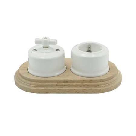 Ретро выключатель керамический Keruida белый 2-клавишный без рамки, Тип выключателя: двуклавишный, Цвет основы: белый, изображение 6 - Edisons