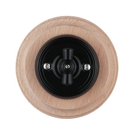 Ретро вимикач керамічний Keruida чорний поворотний 1-клавішний прихованого монтажу без рамки, Тип вимикача: одноклавішний, Колір основи: чорний, зображення 9