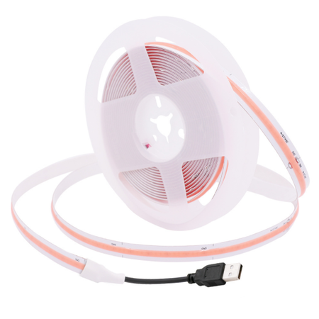 1м LED лента с USB 5V 8W COB 6000K (холодный) 8 мм для павербанка или USB адаптера, Цвет свечения: 6000K, Длина: 1 м, изображение 7 - Edisons