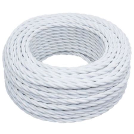 Провід кручений 3-жильний Білий 3х2,5мм (ДСТУ) в тканинному обплетенні Premium, Переріз: 3х2.5мм, Колір проводу: білий, зображення 3