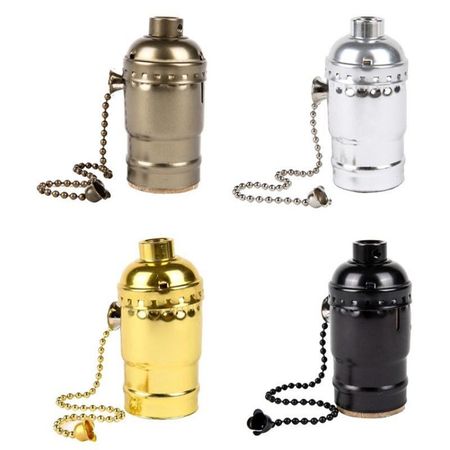 Алюминиевый ретро-патрон Е27 Бронза для ламп Эдисона (эконом серия) с выключателем цепочка, Цвет: бронза, изображение 6 - Edisons