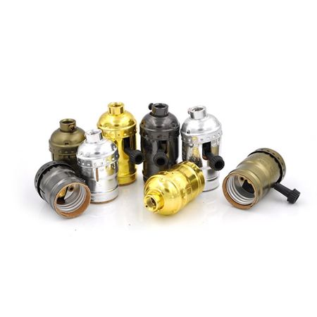 Алюминиевый ретро-патрон Е27 Черный для ламп Эдисона (эконом серия) с выключателем, Цвет: черный, изображение 4 - Edisons