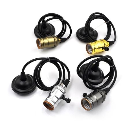 Алюминиевый ретро-патрон Е27 Черный для ламп Эдисона (эконом серия) с выключателем, Цвет: черный, изображение 5 - Edisons