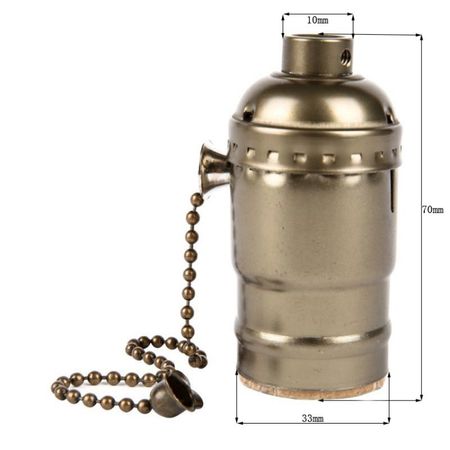 Алюминиевый ретро-патрон Е27 Бронза для ламп Эдисона (эконом серия) с выключателем цепочка, Цвет: бронза, изображение 7 - Edisons