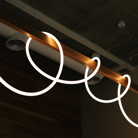 Люстра Neon&Wood с гибким неоном и массивом ясеня 230см - Edisons