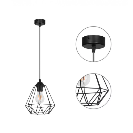 Подвесной светильник в стиле лофт Клетка Бриллиант черный, Количество источников света: 1, Вид: подвесной, Цвет: черный, изображение 2 - Edisons