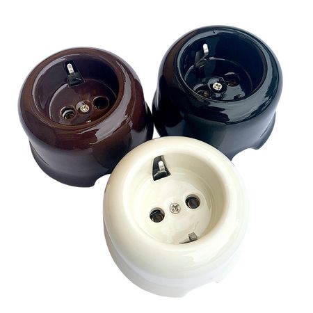 Ретро розетка керамічна SOFTY Milk без рамки, Колір основи: молочний, зображення 7